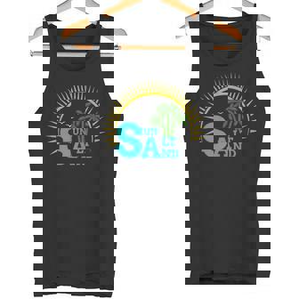 Sun Salt Sand Beach Palm Tree Summer Vacation Tank Top - Monsterry