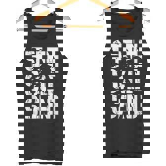 Sun Salt Sand Summer Retro Colorful Happy Holiday Palm Trees Tank Top - Monsterry