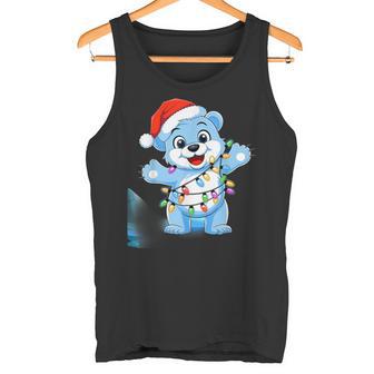 Süßer Weißer Bär In Weihnachtsmannmütze Mit Weihnachtslichtern Tank Top - Geschenkecke