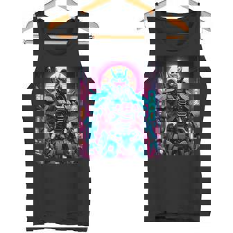 Synthwave Graphic 80s Japanese Vaporwave Mech Robot Samurai Tank Top - Monsterry