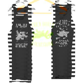 T-Rex Hates Backstroke Funny Trex Swimmer Swim Swimming Tank Top - Monsterry