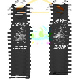 T-Rex Hates Backstroke Swimming Short Arms Tank Top - Monsterry