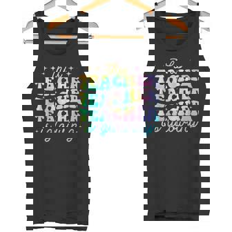 This Teacher Is Glowing Tie Dye Hello Summer End Of School Tank Top - Monsterry