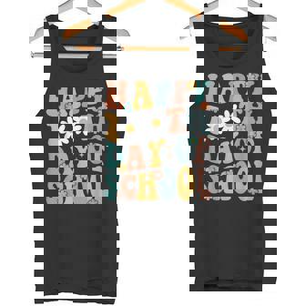 Teacher Kids Retro Groovy 100 Days Happy 100th Day Of School Tank Top - Monsterry