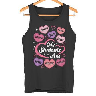 Teacher Positive Affirmations Candy Heart Valentine's Day Tank Top - Monsterry
