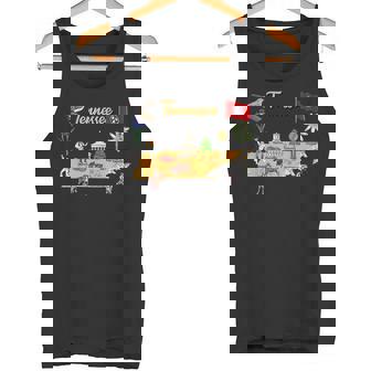 Tennessee Tourist Map With Landmarks Famous Symbols USA Tank Top - Monsterry