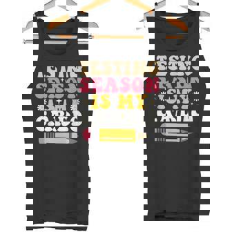 Testing Season Is My Cardio Retro Groovy Teacher Test Day Tank Top - Monsterry