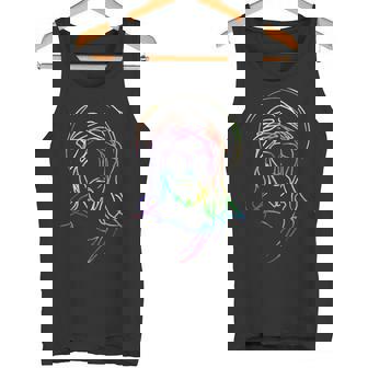 Tie Dye JESUS Abstract Face Shirt Face Jesus Christ Lines 6 Tank Top - Monsterry