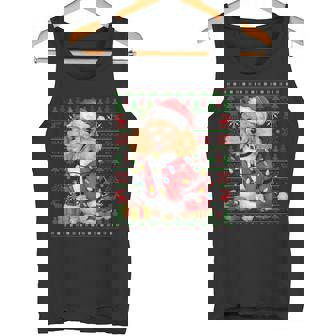 Toy Poodle Dog Xmas Lights Ugly Santa Toy Poodle Christmas Tank Top - Monsterry