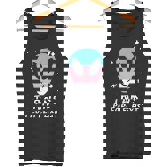 Trans People Exist LGBTQ Alien Pride Flag Space T-Shirt Tank Top - Monsterry
