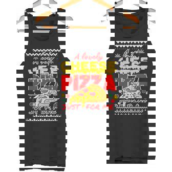 Ugly Christmas A Lovely Cheese Pizza Just For Me Tank Top - Monsterry