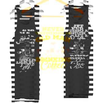 Never Underestimate An Old Man Who Loves Drinking Coffee Tank Top - Monsterry