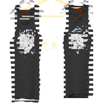 United States Landmark Map USA Map-Famous Landmarks T-Shirt Tank Top - Monsterry