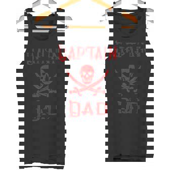 Vintage Captain Dad Red Pirate Lake Boating Father Tank Top - Monsterry