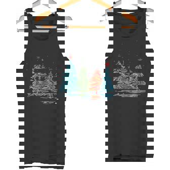 Vintage Christmas Trees Hand Drawing Christmas Trees Tank Top - Monsterry
