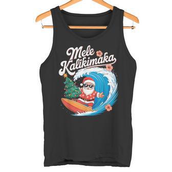 Vintage Cute Mele Kalikimaka Christmas Santa Surfing Costume Tank Top - Geschenkecke