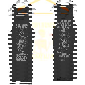 Vintage Dry Bones Come Alive Skeleton Flower Tank Top - Monsterry