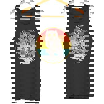 Vintage Retro Sunset Whiskered Screech-Owl Bird Tank Top - Monsterry