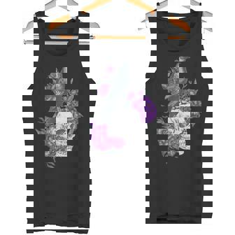 Vintage Sugar Skull And Crow Purple Rose Day Of The Dead Tank Top - Monsterry