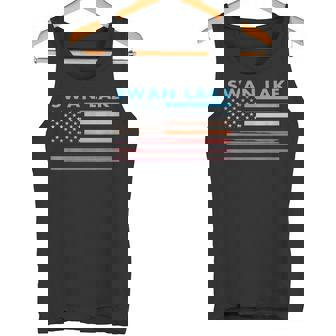 Vintage Sunset American Flag Swan Lake OK Tank Top - Monsterry