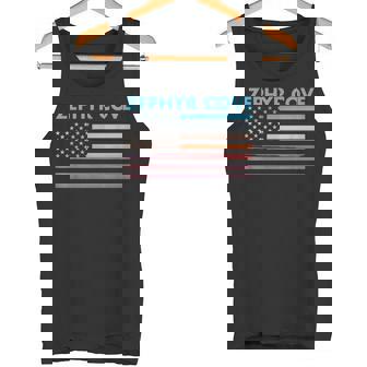 Vintage Sunset American Flag Zephyr Cove Nevada Tank Top - Monsterry