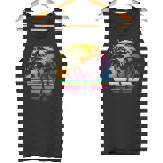 Vintage Sunset Palm Tree Idea Beach Lovers Tank Top - Monsterry