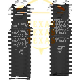 Vintage Western State Texan Native Pride Longhorn Bull Texa Tank Top Tank Top - Monsterry