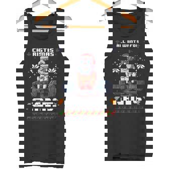 All I Want For Christmas Is Gains Santa Claus Gym Workout Tank Top - Monsterry