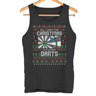 All I Want For Christmas Is Playing Darts Ugly Xmas Sweater Tank Top - Geschenkecke