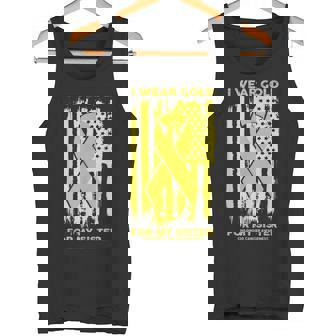 I Wear Gold For My Sister Childhood Cancer Awareness Tee Tank Top - Monsterry