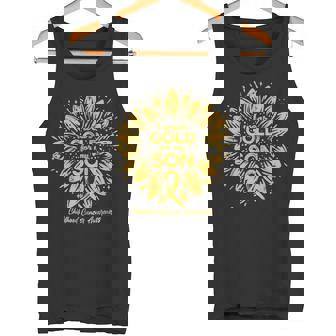 I Wear Gold For My Son Gold Sunflower Childhood Cancer Tank Top - Monsterry