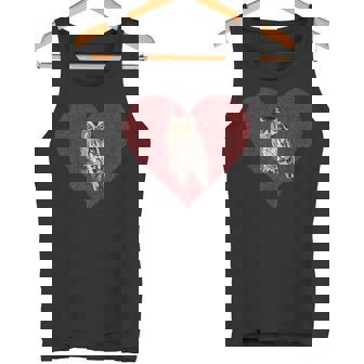 Whiskered Screech-Owl Valentines Day Bird Love Fingerprint Tank Top - Monsterry