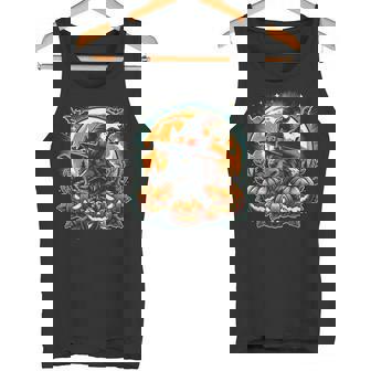 Wolf Witch Halloween Spooky Pumpkin Art Tank Top - Monsterry