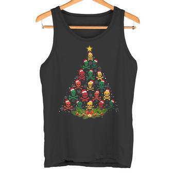 Xmas Matching Holiday Outfit Skulls And Bones Christmas Tree Premium Tank Top - Monsterry