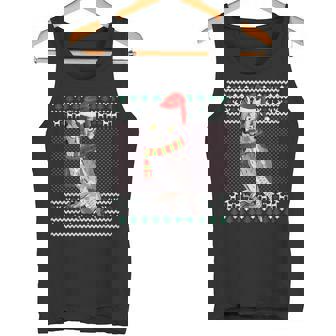 Xmas Santa Hat Western Screech-Owl Ugly Christmas Tank Top - Monsterry