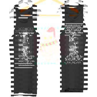 Xmas Santa Hat Whiskered Screech-Owl Ugly Christmas Tank Top - Monsterry