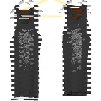 Yaqui Mexican Indian Tribe Wicked Skull Feathers Retro Tank Top - Monsterry