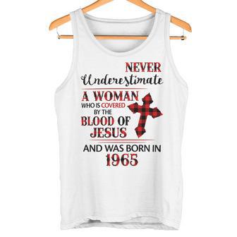 1965 A Woman Who Is Covered By The Blood Of Jesus Tank Top | Mazezy