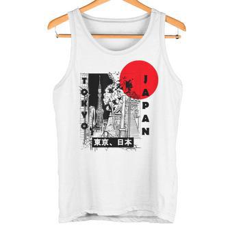 Aesthetic Retro Tokyo Tower Silhouette Japan Fans Tank Top - Geschenkecke