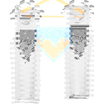 Baseball Home Plate Ice Cream Drip With Sprinkles For Boys Tank Top - Monsterry