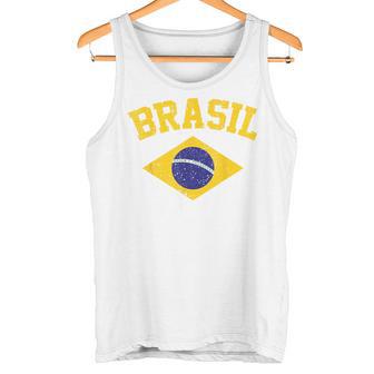 Brazilian National Flagintage Patriotic Football Brazil Green Tank Top - Geschenkecke