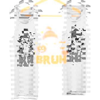 Bruh Ghost I Mean Boo Halloween Ghost Drinking Latte Coffee Tank Top - Monsterry