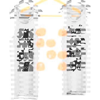 Cats Retro Groovy Pumpkin Halloween Thanksgiving Tank Top - Monsterry