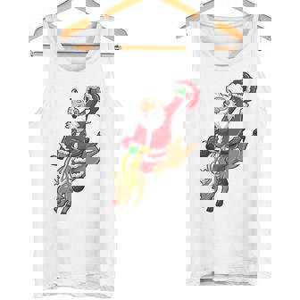 Cowboy Santa Reindeer Rodeo Christmas In Texas Xmas Premium Tank Top - Monsterry
