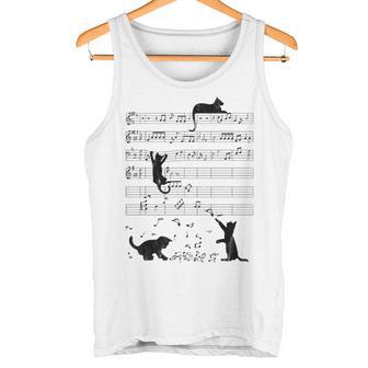 Cute Cat Music Noteintage Notes Musician Tank Top - Geschenkecke