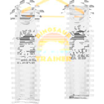 Dinosaur Trainer Halloween Costume Retro Sunset Dino Outline Raglan Baseball Tee Tank Top - Monsterry
