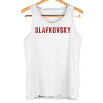 Distressed Team Slafkovsky Last Name Proud Family Blue Tank Top - Geschenkecke