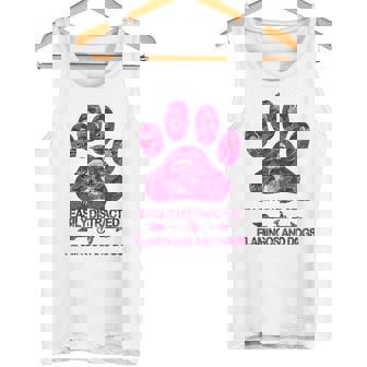 Easily Distracted By Flamingos And Dogs Tank Top - Monsterry