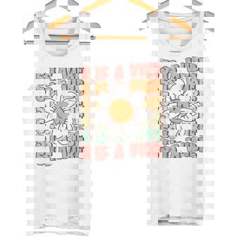 Five Is A Vibe Cute Groovy 5th Birthday Party Daisy Flower Tank Top - Monsterry