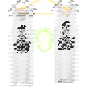 Flaming Skull Recycling Symbol Edgy With Flames Tank Top - Monsterry